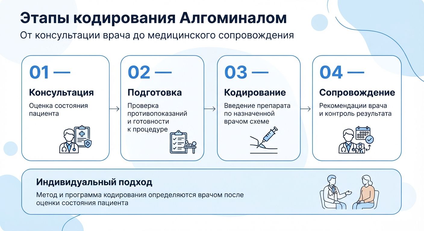 Кодирование препаратом «Алгоминал» в Таре инфографика